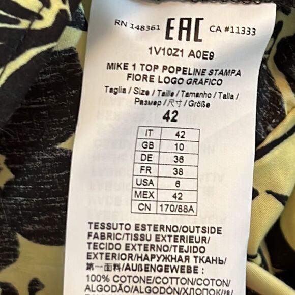 NWT PINKO | Mike 1 Popeline One Shoulder Italian Top | Nero/Lime | Size 6 - Picture 9 of 13